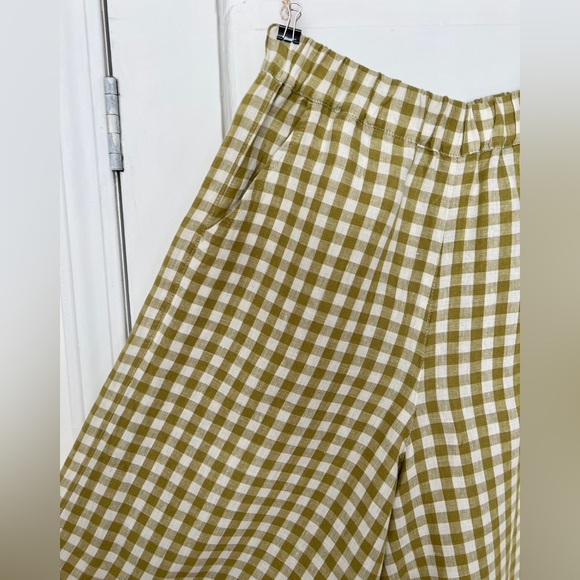 WELS Midi Wide-Leg Linen Pants - Gingham - Picture 4 of 5